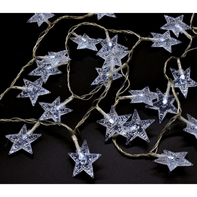 Catena Luminosa 100 Stelline 3D LED Bianco Freddo 5 m Prequ