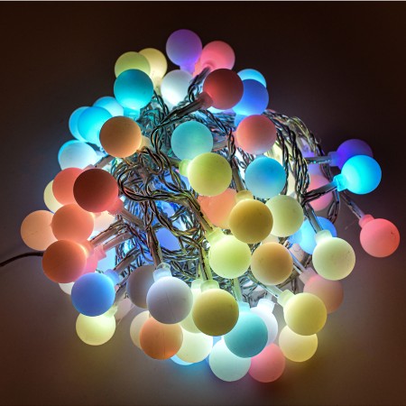  Catena Luminosa 100 Sfere Opache LED Multicolor 5 m Prequ