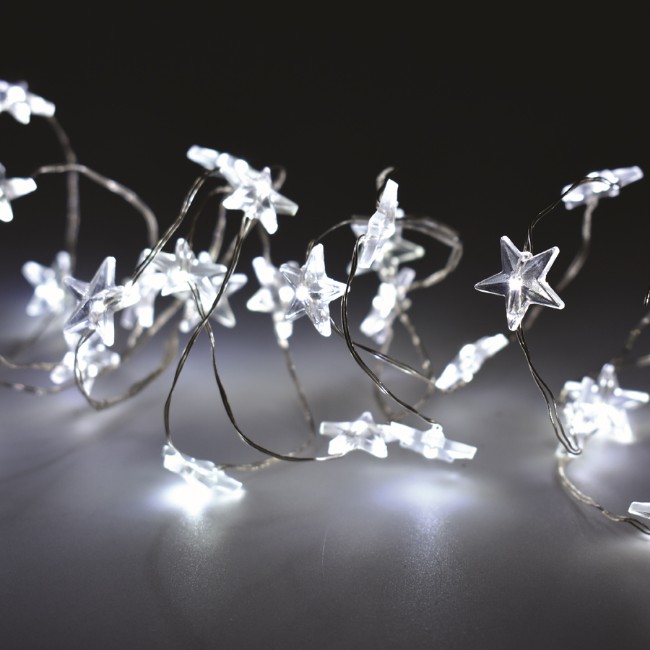  Catena Luminosa con 50 Stelline Trasparenti Nano LED a Batteria Prequ