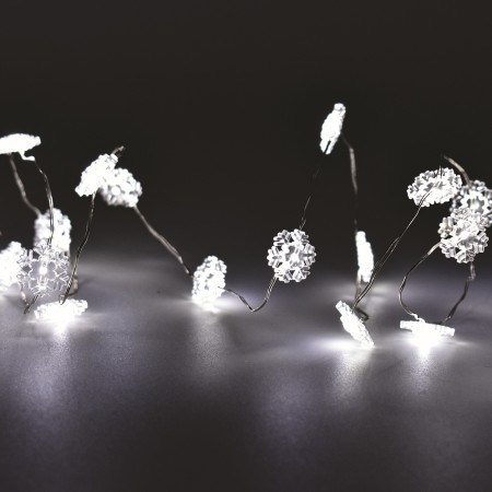 Catena Luminosa con 50 Fiocchi di Neve Nano LED a Batteria Prequ
