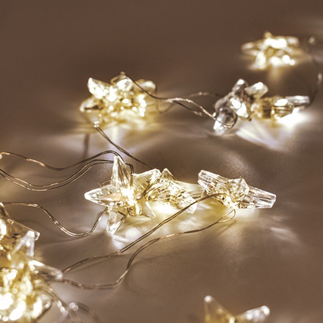  Catena Luminosa con 20 Stelline Acrilico Nano LED a Batteria Prequ