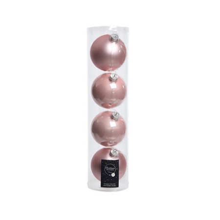 4 Palline Natalizie 100mm in Vetro Rosa CIpria