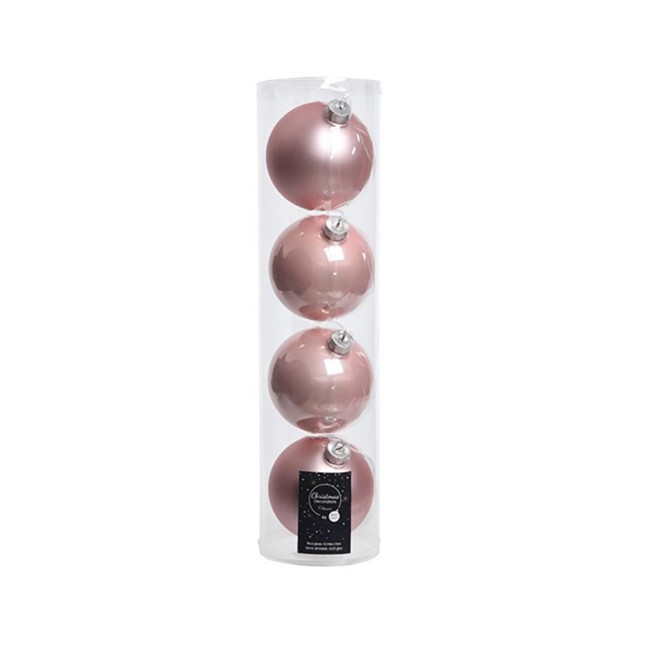4 Palline Natalizie 100mm in Vetro Rosa CIpria