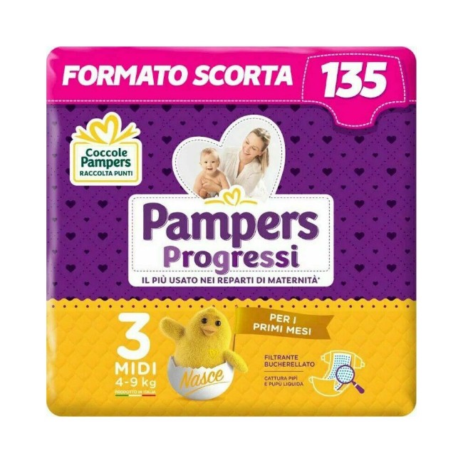 Pannolini Progressi Midi 3 Pentapack 135 pezzi
