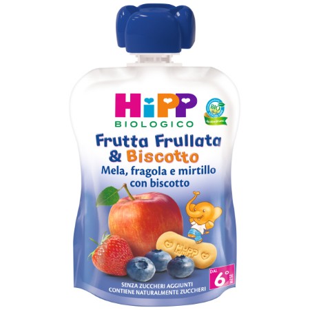 Frutta Frullata Bio Biscotto Mela Fragola e Mirtillo  90gr HiPP