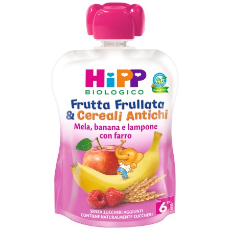 Frutta Frullata Bio Cereali Antichi Mela Banana e Lampone con Farro  90ml HiPP