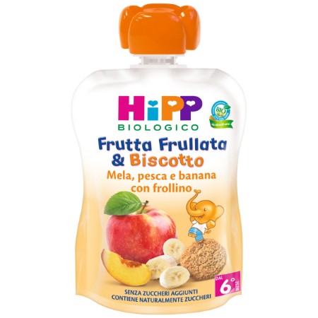 Frutta Frullata Bio Biscotto Mela Pesca e Banana con Frollino 90ml HiPP