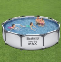 Bestway Piscina Rotonda Steel Pro MAX 56418 - 366x100cm con Filtro a Cartuccia