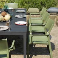 Paniate Set pranzo da esterno tavolo Rio Alu 210 e poltrone