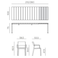 Set da esterno Tavolo rio alu 210  e sedie trill nardi