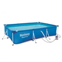 Bestway Piscina Rettangolare Steel Pro 56411 - 300x201x66cm con Filtro a Cartuccia