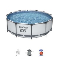 Bestway Piscina Rotonda Steel Pro MAX 56418 - 366x100cm con Filtro a Cartuccia