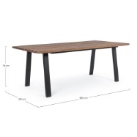 Tavolo Oslo in acacia e acciaio 200 cm di Bizzotto