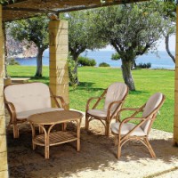 Poltrona Golf in rattan naturale con cuscini di Bizzotto