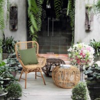 Tavolino pouf in rattan Doradal di Bizzotto