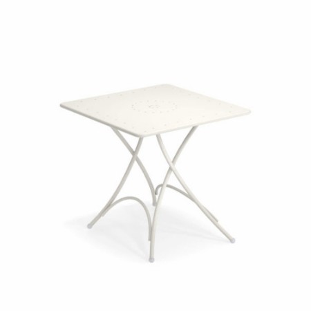 tavolo pieghevole Pigalle 76x76 cm da esterno in acciaio di Emu bianco opaco