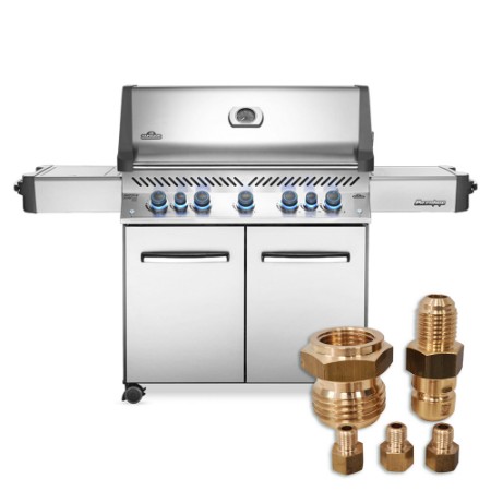 Barbecue a Gas Prestige P665RSIB + Kit Ugelli per Trasformazione a Gas Metano Napoleon