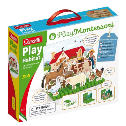 Quercetti Play Montessori Play Habitat Il Gioco degli Ambienti Chiodini Animali & Ambienti 0621 