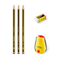 Set 3 Matite HB in Grafite con Temperino 1 Foro + Minigomma Staedtler2