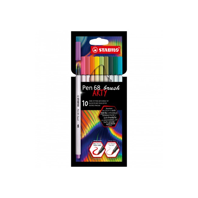 Astuccio 10 Colori Stabilo Pen 68 Brush Arty Line