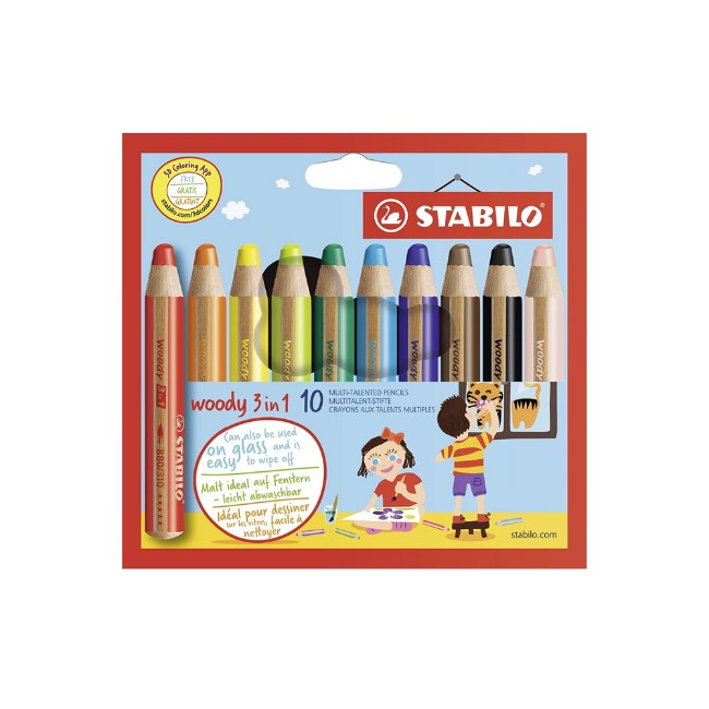 10 Pastelli Stabilo Woody 3 in 1