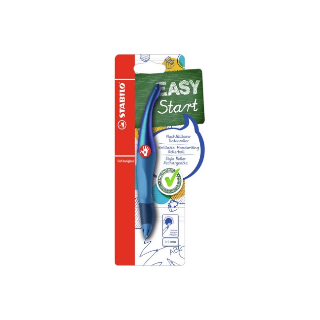 Penna Roller Ergonomica Stabilo EASYOriginal Holograph per Destrimani Colore Blu