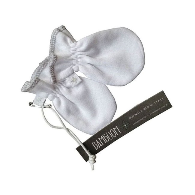 Bamboom Muffole Antigraffio Guanti Neonato - White di Bamboom