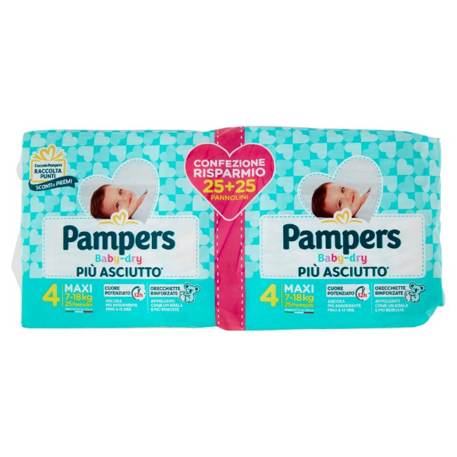 PAMPERS Baby Dry Taglia 4 7/18 Kg 18 Pannolini
