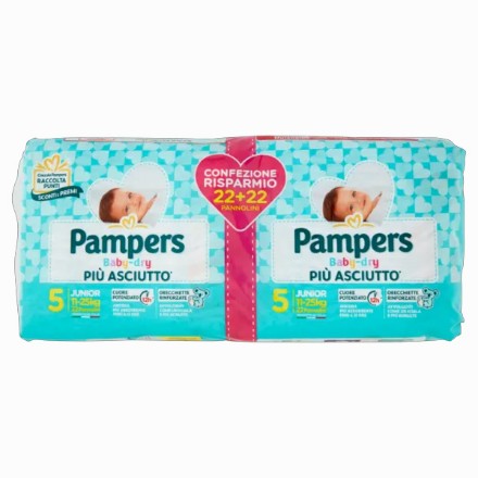 Pannolini Pampers Baby Dry 5 Junior (11-25 kg) 44 pezzi 