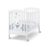 Erbesi Lettino Tato in Legno con Sponde Laterali - Bianco/Azzurro