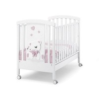 Erbesi Lettino Tato in Legno con Sponde Laterali - Bianco/Rosa