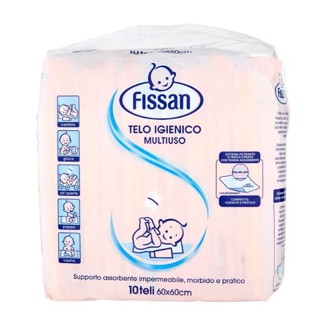 Fissan Telo Igienico Multiuso Con Strato Assorbente Anti Pipì 10pz di Fissan