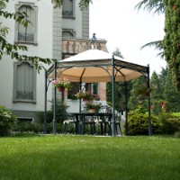 Gazebo Novecento Esagono Unosider in Ferro Struttura Antracite Telo Bianco
