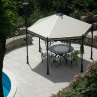 Gazebo Novecento Esagono Unosider in Ferro Struttura Antracite Telo Bianco