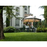 Gazebo Novecento Esagono Unosider in Ferro Struttura Antracite Telo Bianco