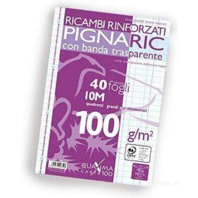 Blocco 40 Fogli Ricambi Rinforzati A4 a Quadretti Pigna.