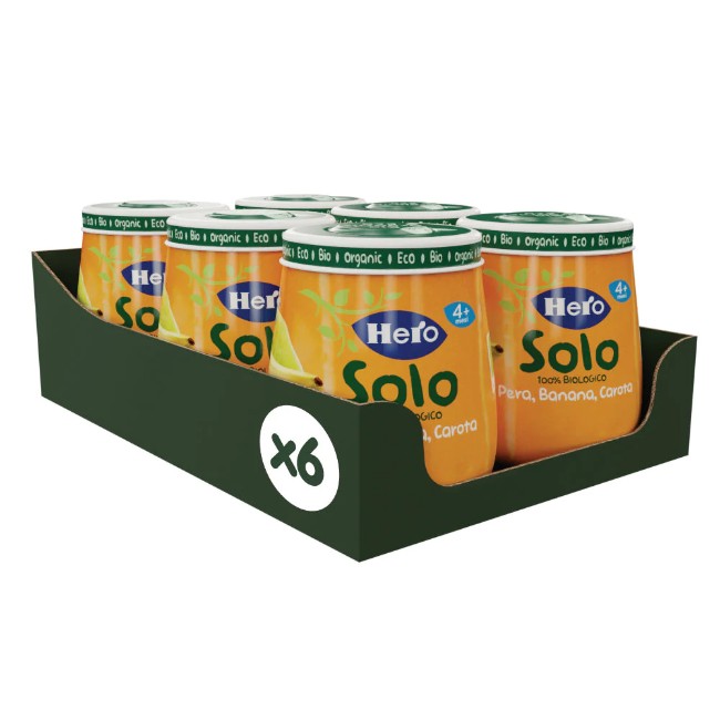 Solo Omogeneizzato Pera, Banana e Carota Bio 6x120g  Hero Baby