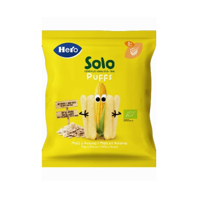 Solo Snacks Puffs Avena e Mais Bio 25 g di Hero Baby