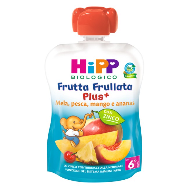 Paniate - Frutta Frullata Bio Plus+ Mela, Pesca, Mango e Ananas con Zinco  90g Hipp