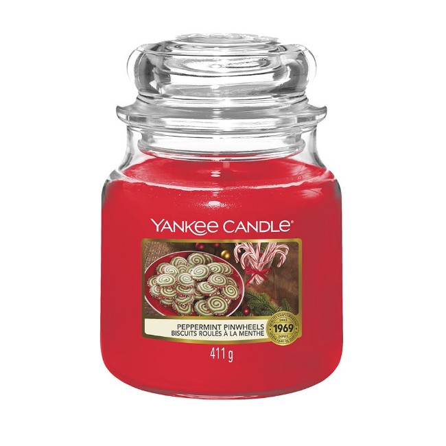 Paniate - Yankee Candle Candela in Giara Media Peppermint Pinwheels 75 Ore