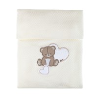 Picci Copertina Rombetto Amelie con Ricami in Cotone Anallergico per Culla e Carrozzina 70x80cm Panna di Picci