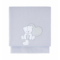 Picci Copertina Rombetto Amelie con Ricami in Cotone Anallergico per Culla e Carrozzina 70x80cm Perla di Picci