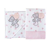 Picci Set da Bagno Accappatoio e Asciugamano per Neonato Rosa di Picci
