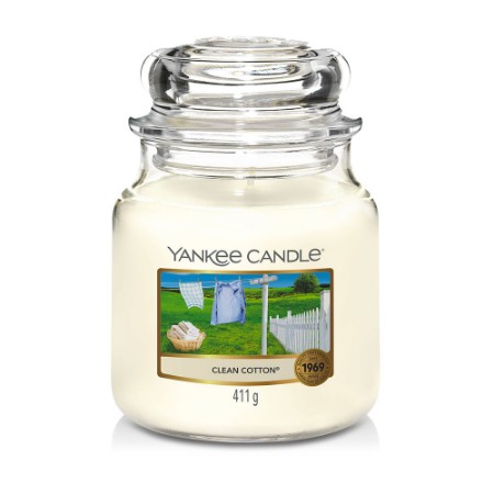 Yankee Candle Candela in Giara Media Clean Cotton 75 Ore