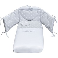 Picci Set 3pz Piumetto Imbottito, Paracolpi e Federa con Cuori per Letto Amelie Perla di Picci