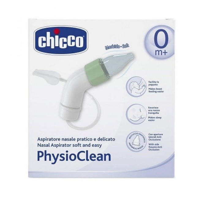Aspiratore Nasale Physioclean Chicco Per Neonati - Beccuccio Morbido, Design Ergonomico, 0 Mesi+