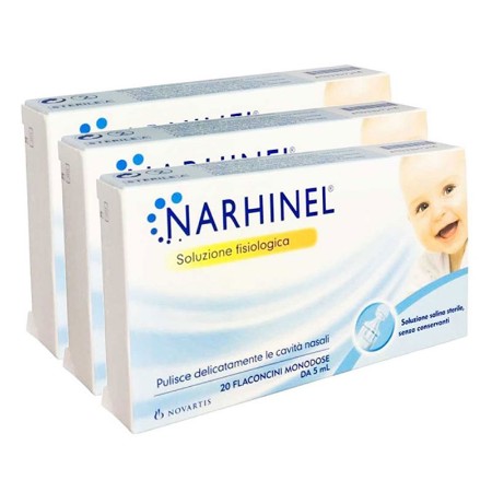 Novartis Soluzione Fisiologica Narhinel - 3 Confezioni da 20 Flaconcini Usa e Getta di Novartis