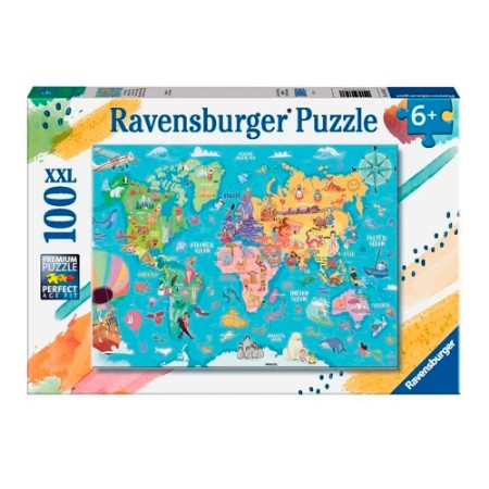 Ravensburger Puzzle Mappa del Mondo 100 pezzi XXL