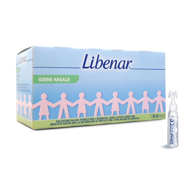 Libenar Soluzione Fisiologica per Naso Secco o Chiuso - 60 Flaconcini Monodose di Libenar 