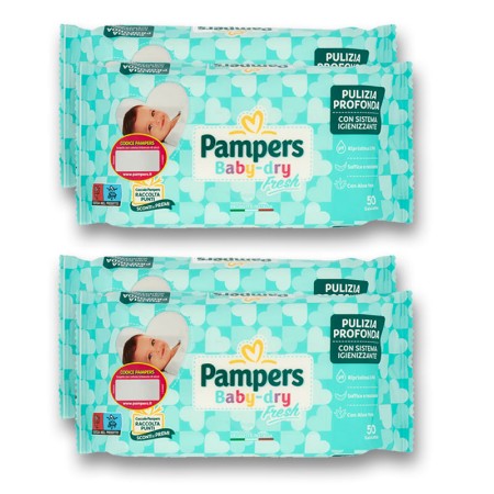 Pampers Salviettine Baby Dry Fresh 500 pezzi (10 Confezioni da 50 Salviette) di Pampers